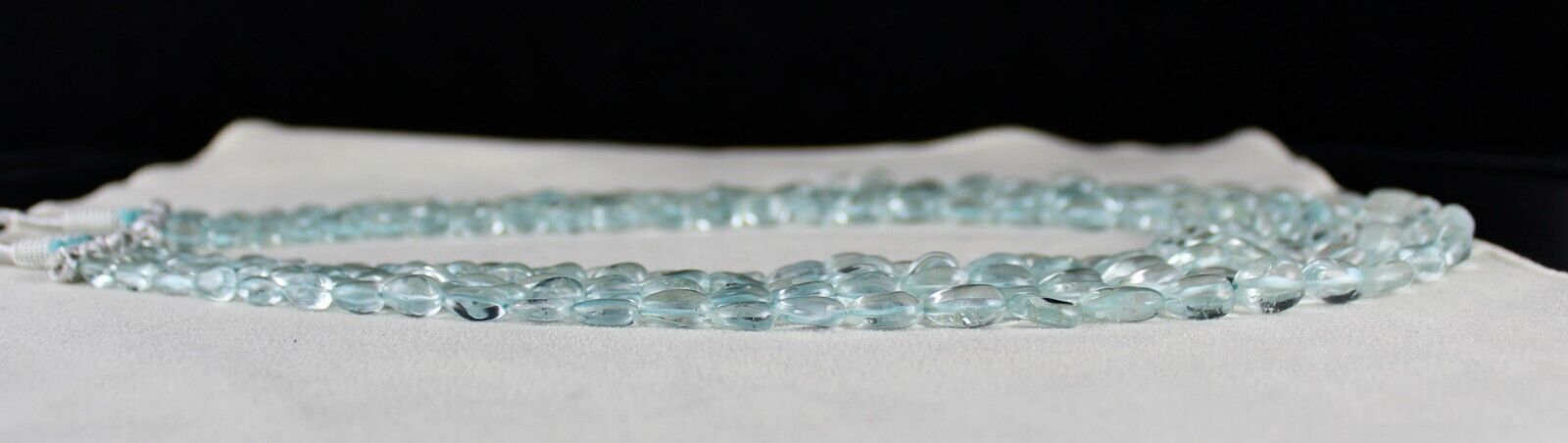 NATURAL BLUE TOPAZ BEADS DROPS 5 LINE 956 CARATS GEMSTONE BEADED FINE NECKLACE