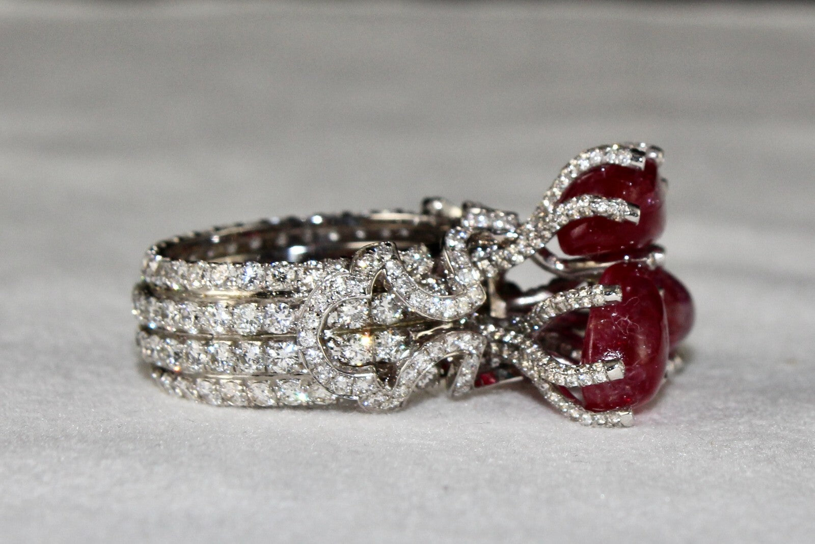 Certified Burmese Ruby 10ct Natural Diamond 18k Gold Important Cocktail Ring