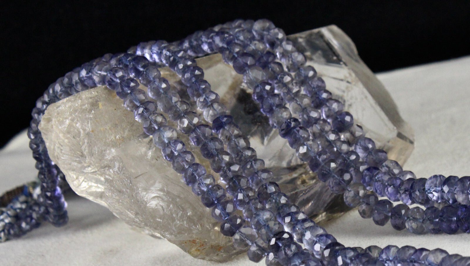 Certified Natural Blue Iolite Faceted Round Beads 3 L 606 Ct Gemstone Necklace