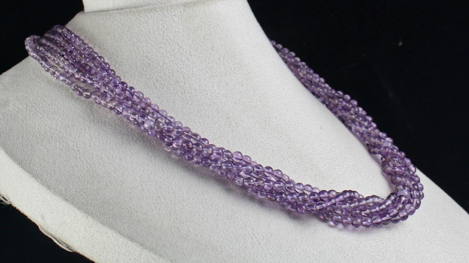 ELEGANT NATURAL AMETHYST ROUND BEADS 5 LINE 562 CARATS GEMSTONE BUNCH NECKLACE