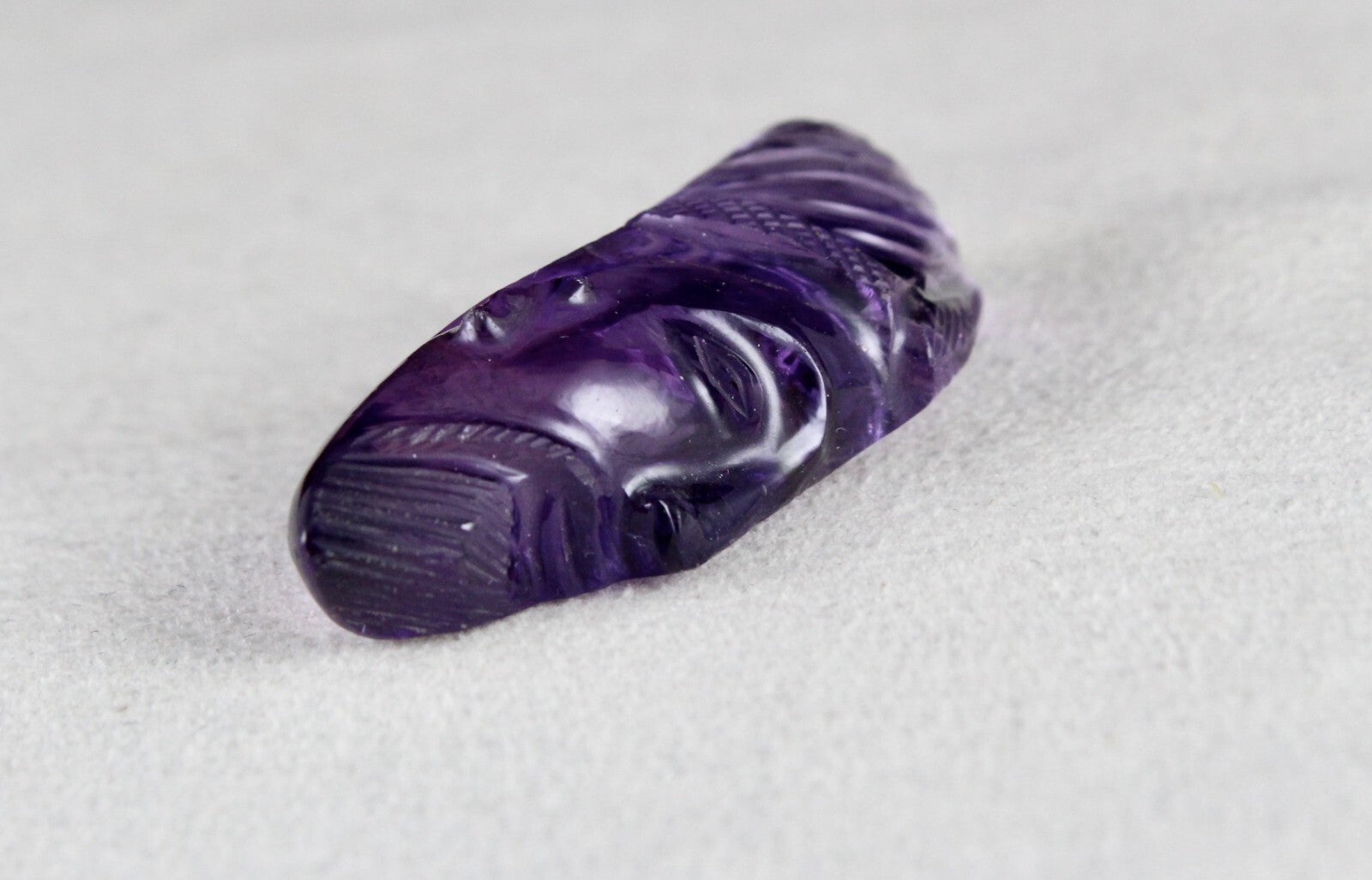 Natural Amethyst Engraved Face Cab 46x18mm 70.03 Ct Gemstone Pendant Designing
