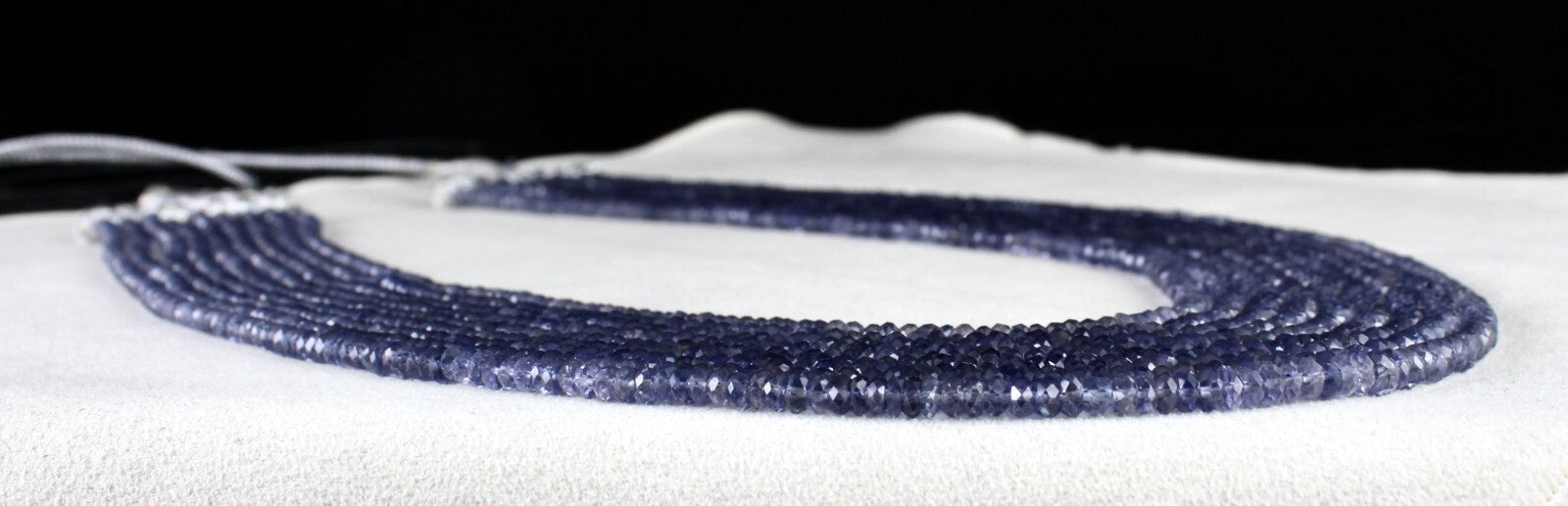 Certified Natural Iolite 503 Ct Faceted Round Beads Necklace, Blue Gemstone