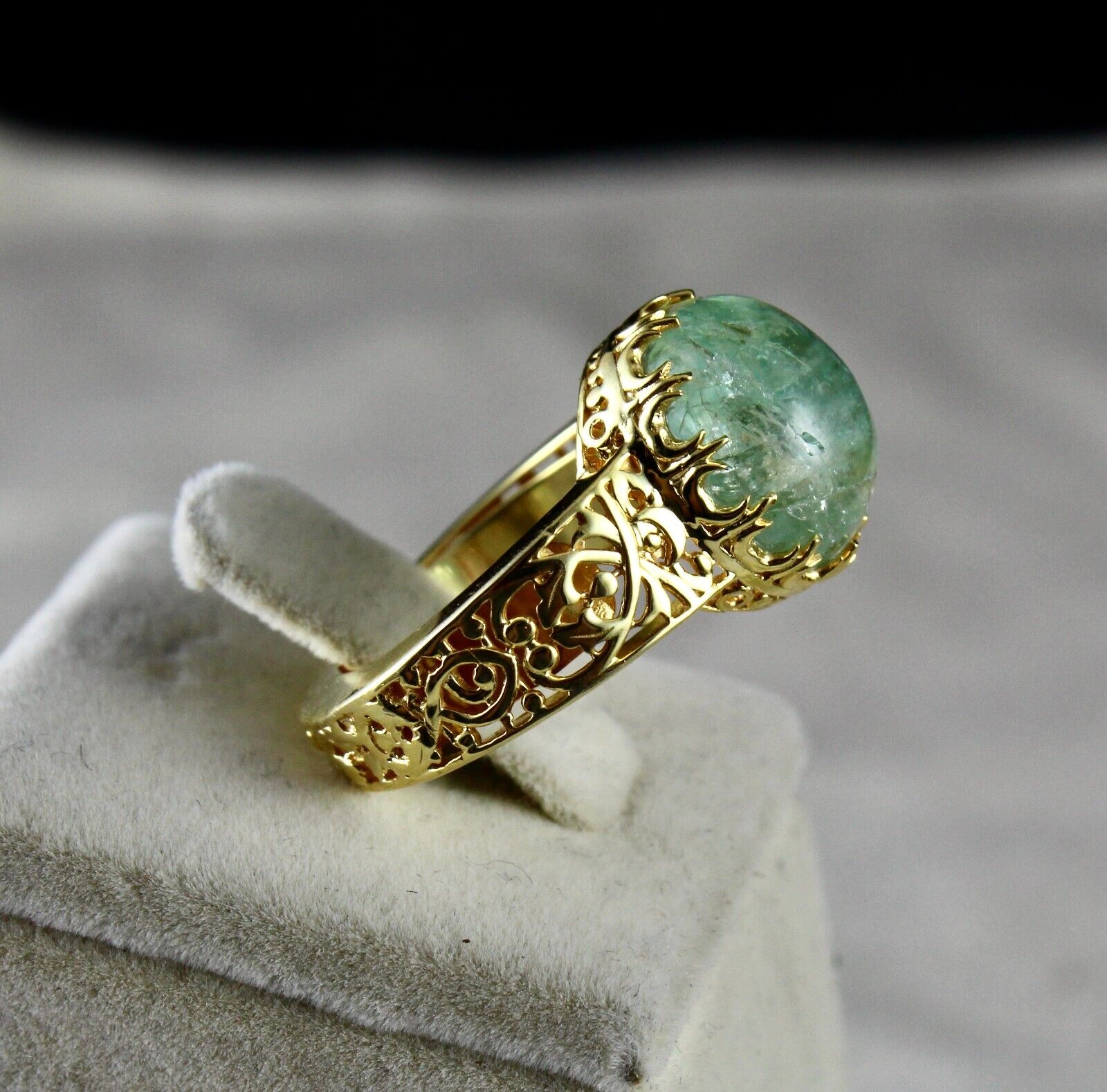 ELEGANT NATURAL OLD COLOMBIAN EMERALD OVAL GEMSTONE FINEST UNISEX SILVER RING