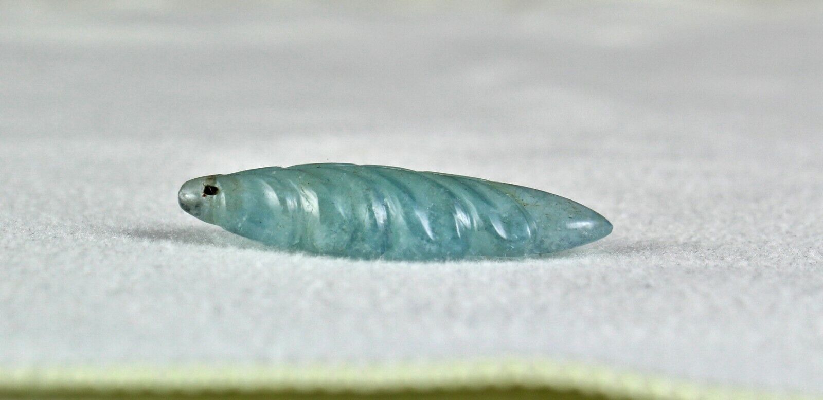 Natural Blue Aquamarine Carved Leaf 21.84 Ct Drilled Loose Gemstone For Pendant