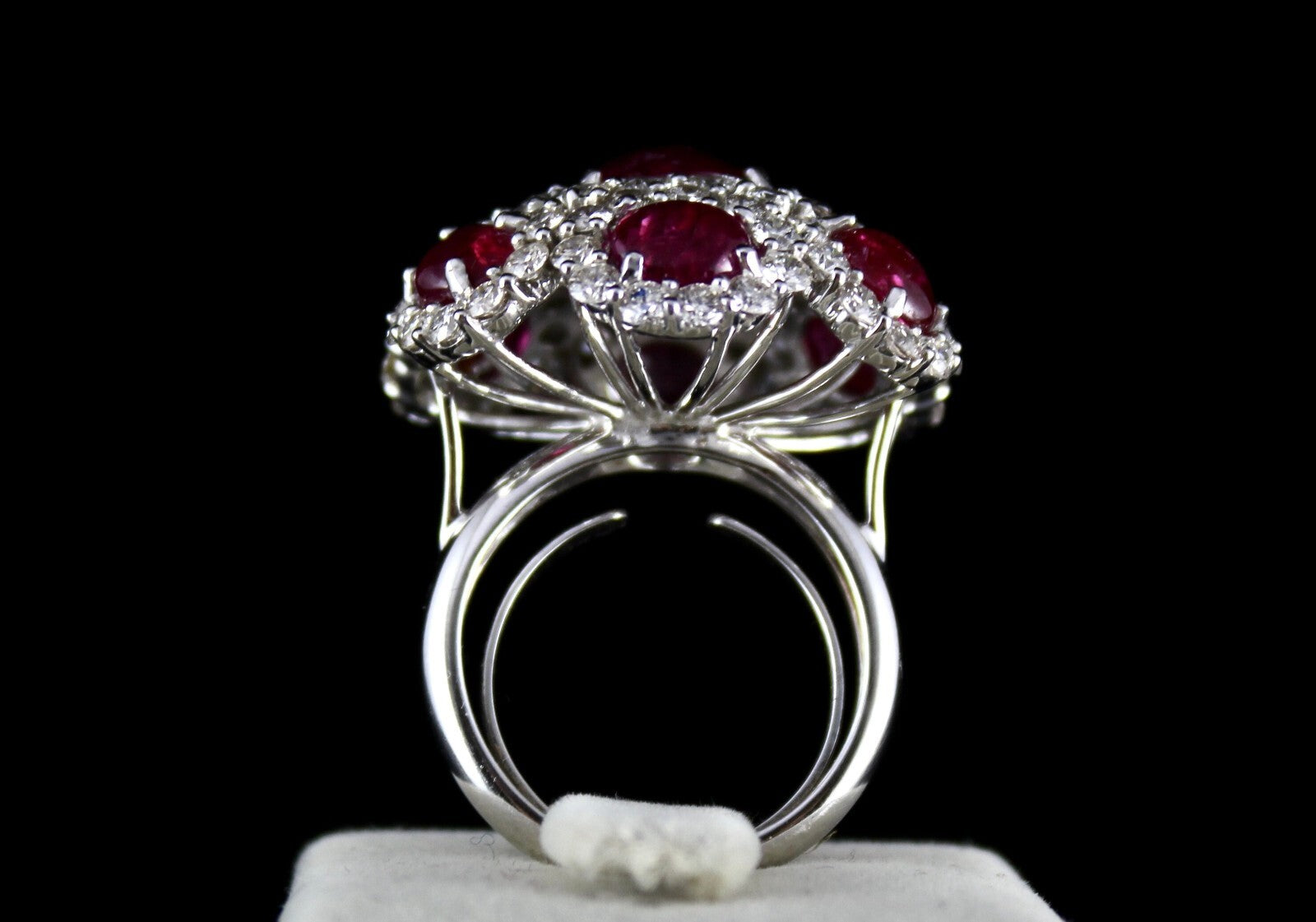 Certified Natural Burmese Ruby 10ct Cabochon Natural Diamond 18k Gold Ring