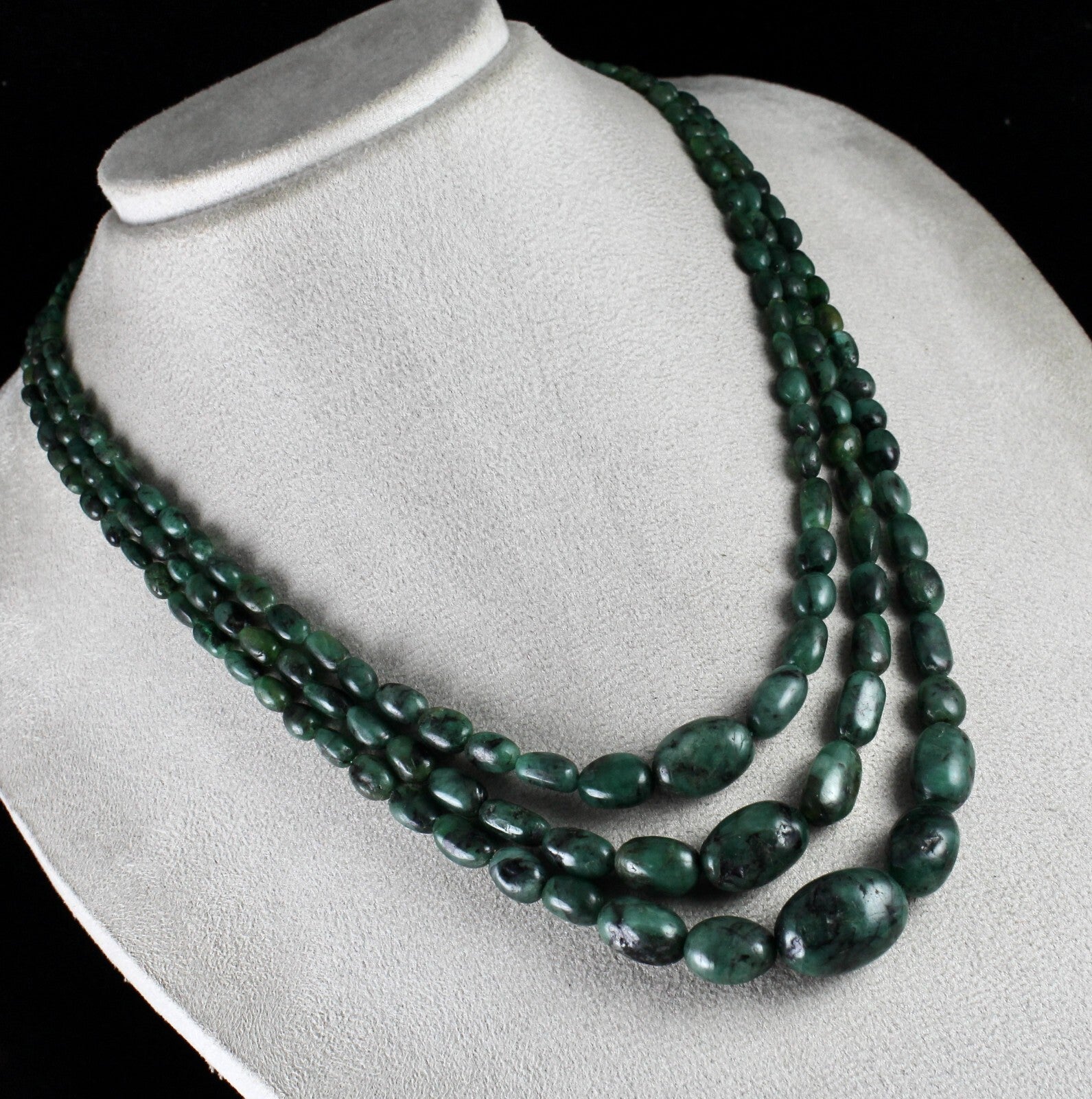 Certified Antique Necklace 3l Natural Emerald 435 Ct Beads Vintage Gemstone