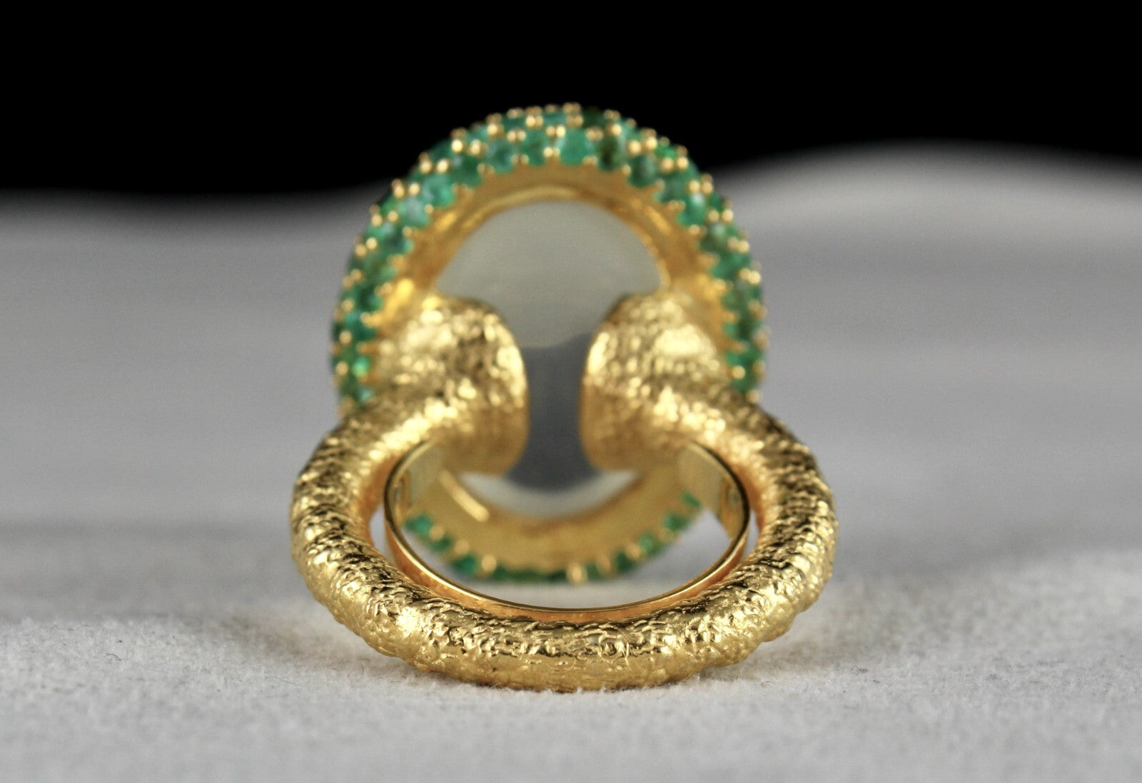 Certified Natural Moonstone 109ct Cabochon Emerald Sterling Silver Gemstone Ring