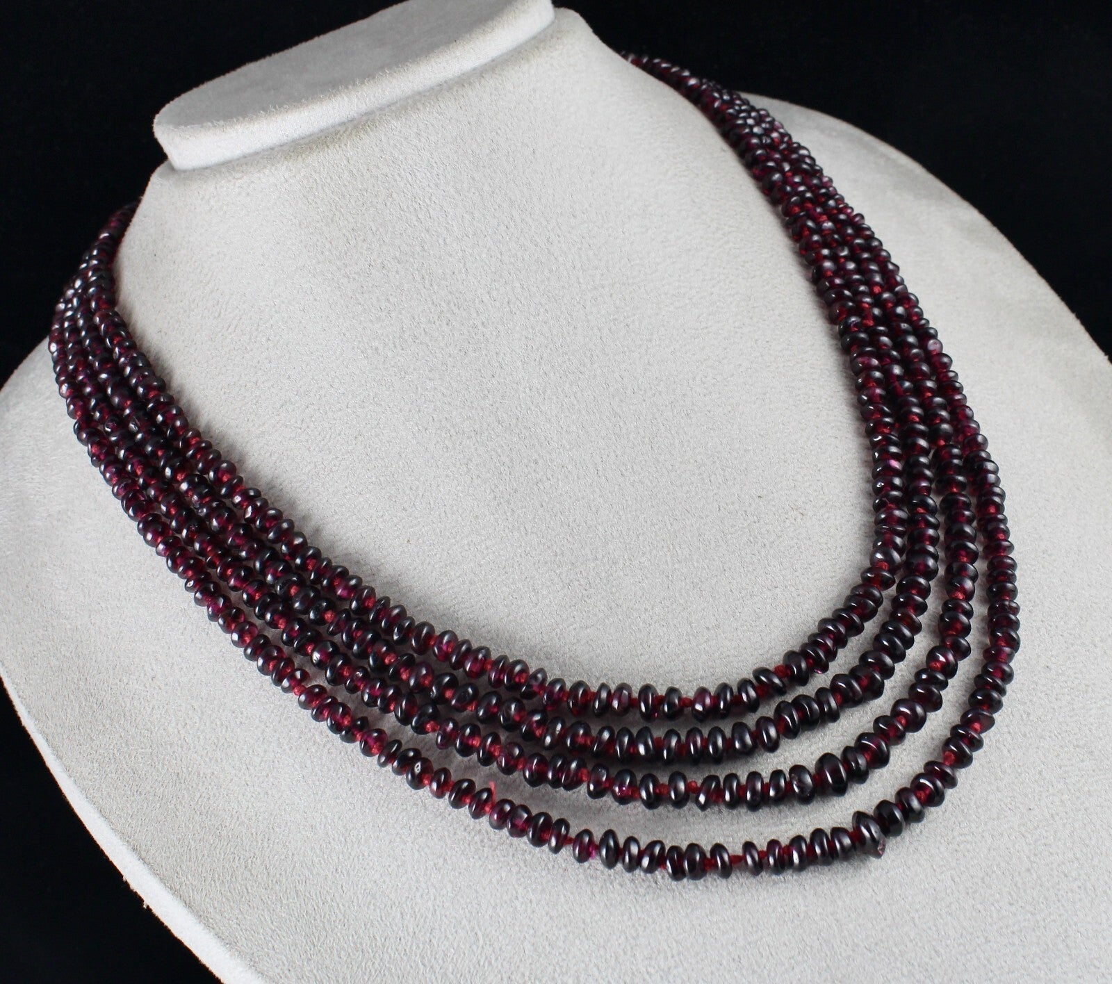 Natural Garnet Beads Necklace 575ct Semi Precious Gemstone 4-line Design