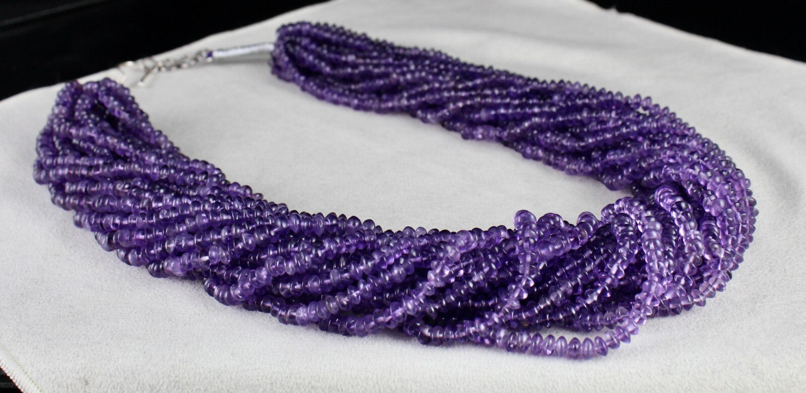 Natural Brazilian Amethyst Button Beads Necklace 1452 Ct Sterling Silver 18 Line