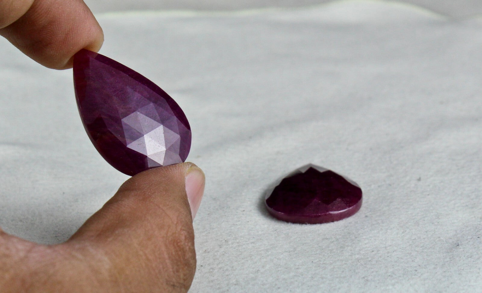 Natural Unheat Ruby Pear Faceted Cabochon 4pc 110ct Loose Gemstone Earrings