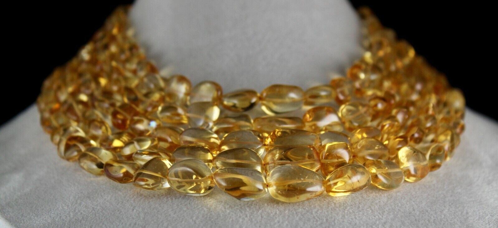 Fine Natural Yellow Citrine Beads Tumble 5 L 1405 Ct Gemstone Statement Necklace