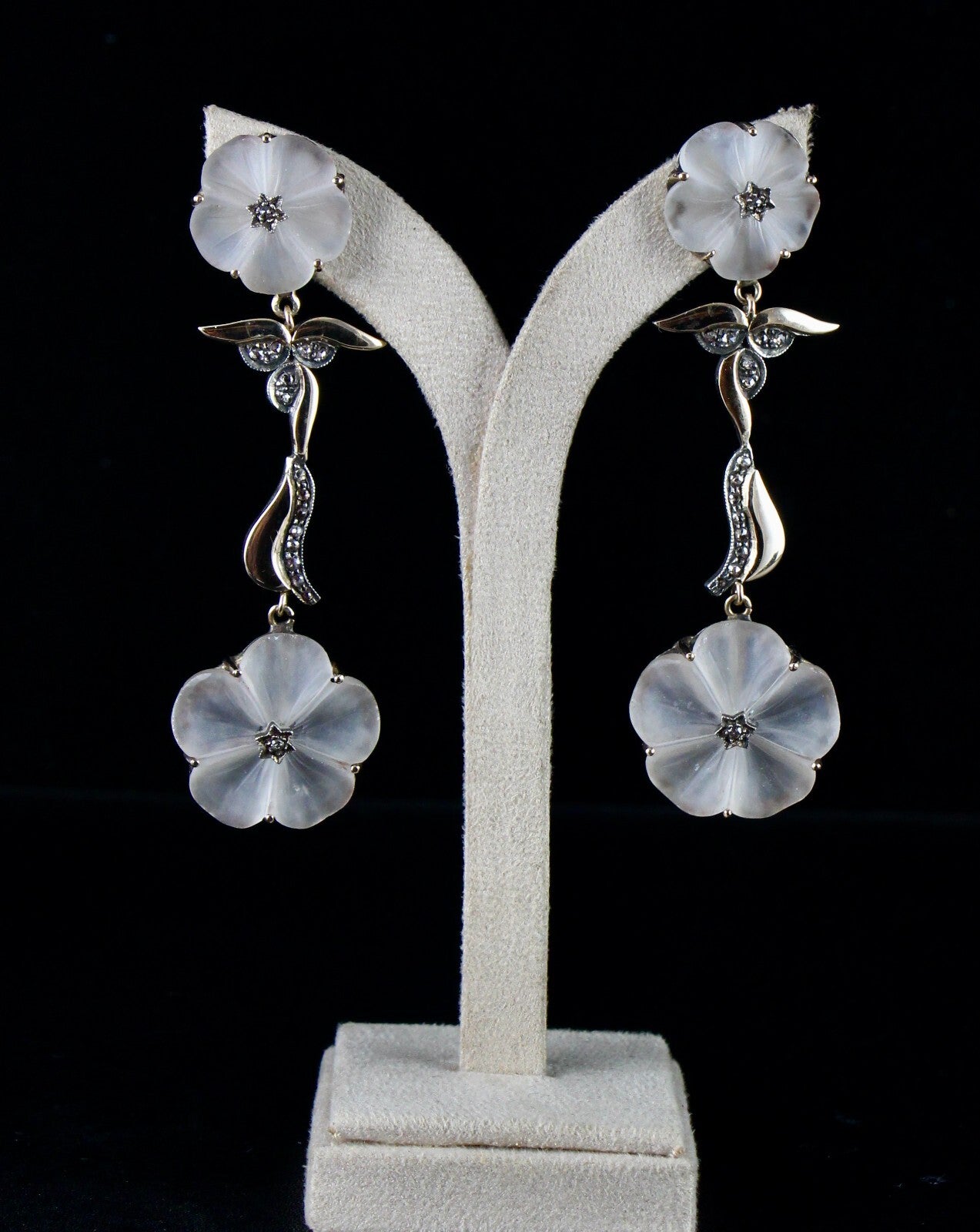 Certified Natural Rock Crystal Quartz 114.7ct Sterling Silver Victorian Earrings