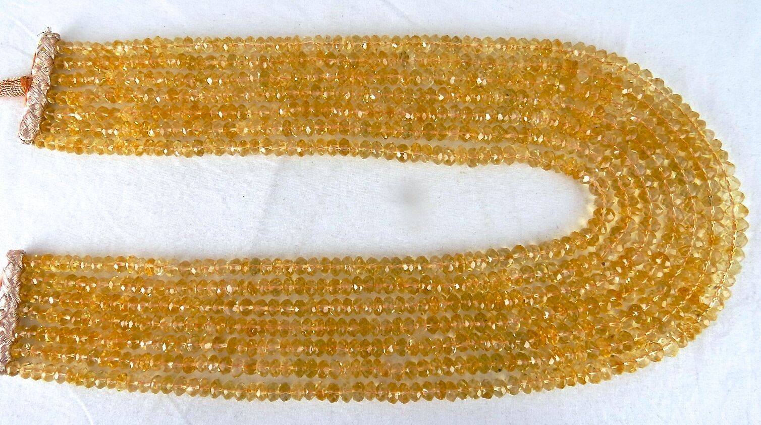 Natural Citrine Beads Faceted Round 7L 1011 Ct Gemstone Fashion Beaded Necklace