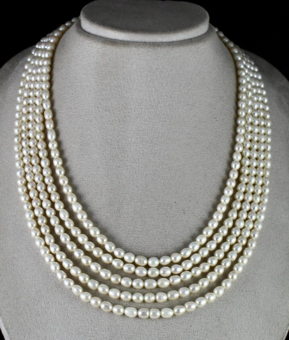 GENUINE FRESH WATER PEARL BEADS LONG 5 L 607 CARATS GEMSTONE FASHION NECKLACE