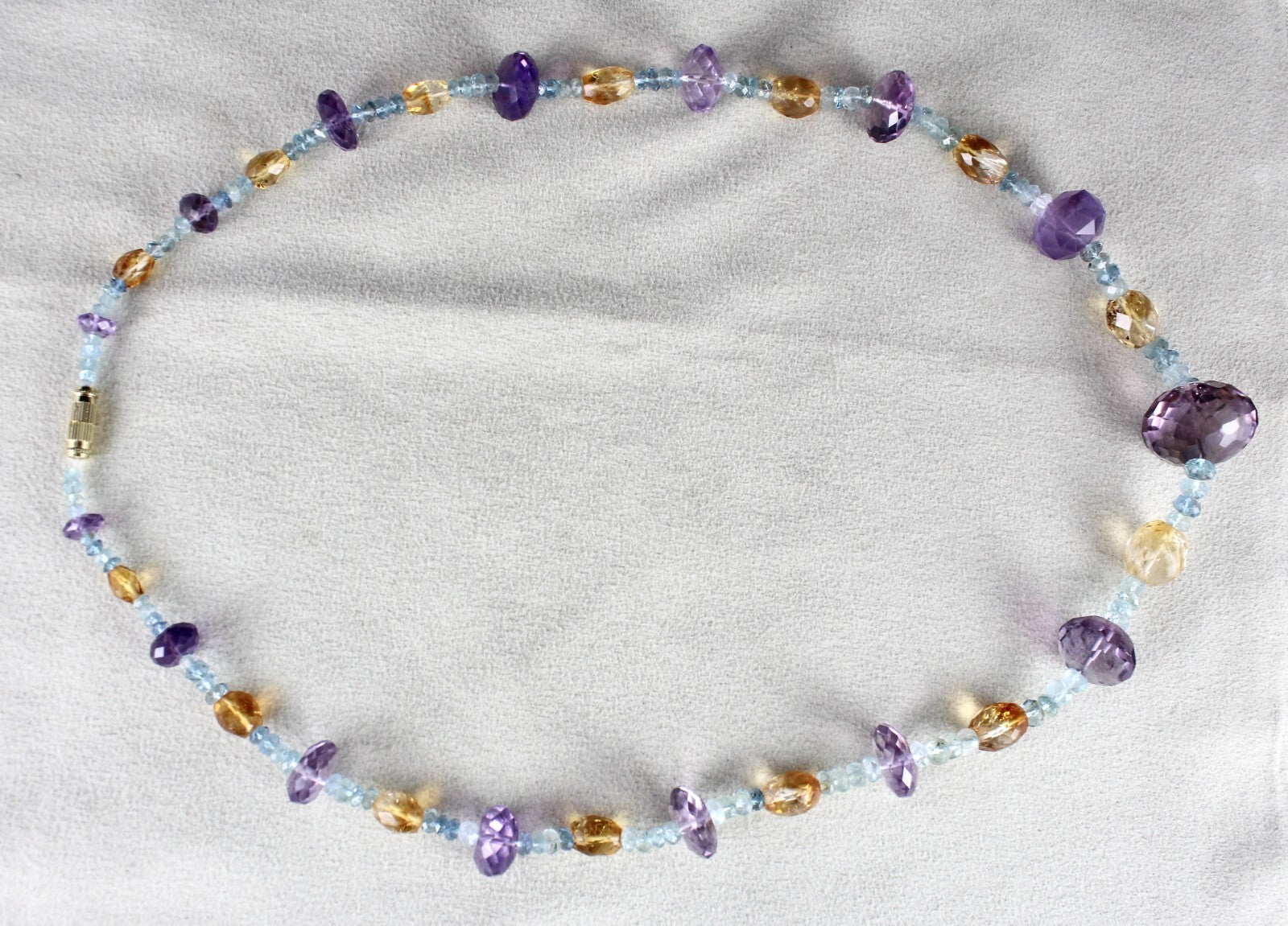 Natural Aquamarine 311 Ct Citrine Amethyst Beaded Designer Gemstone Necklace