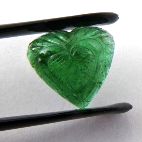 Certified Natural Zambia 4.99 Ct Emerald Heart Carved Gemstone For Ring Pendant