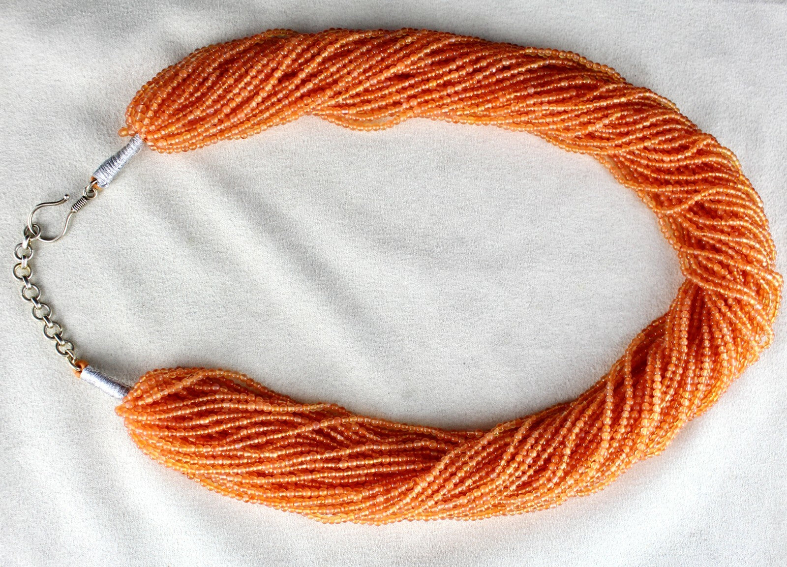 Certified Natural Orange Carnelian Round Beads Necklace 1079 Ct Fashion Gemstone