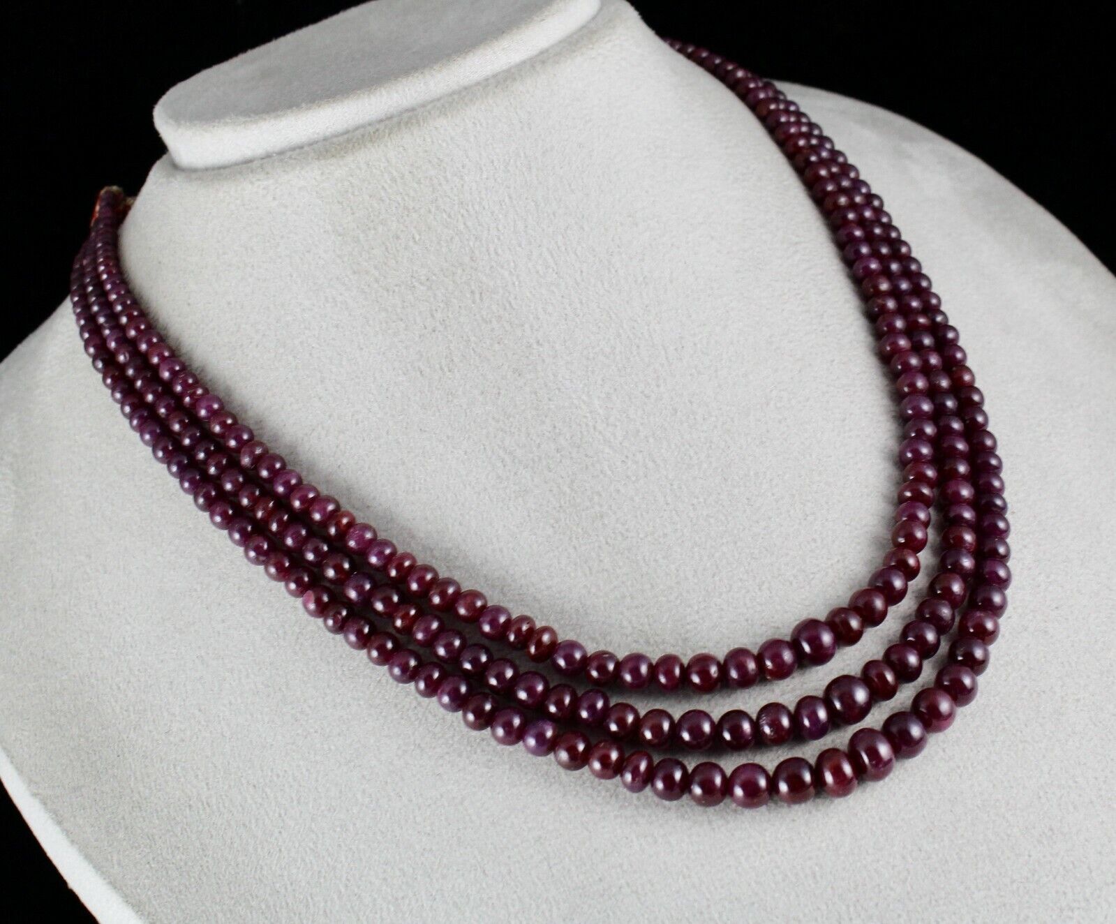 Untreated Natural Ruby Beads Round 3 L 410 Cts Precious Gemstone Beaded Necklace