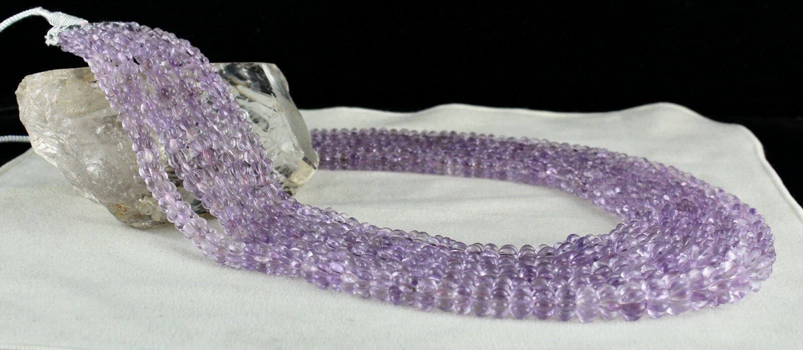 Certified Natural Pink Amethyst Carved Beads Necklace 1260ct Round 5 Line
