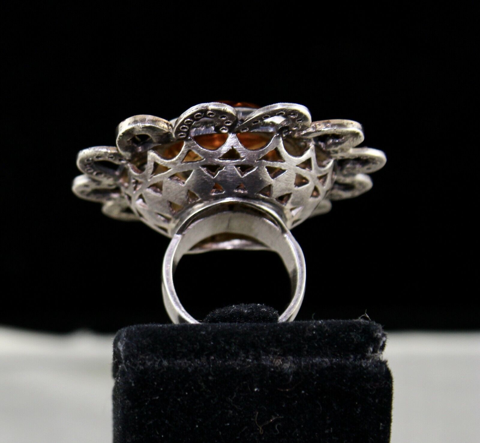 NATURAL YELLOW CITRINE CUT DIAMOND 18K GOLD LADIES RING IN 925 STERLING SILVER