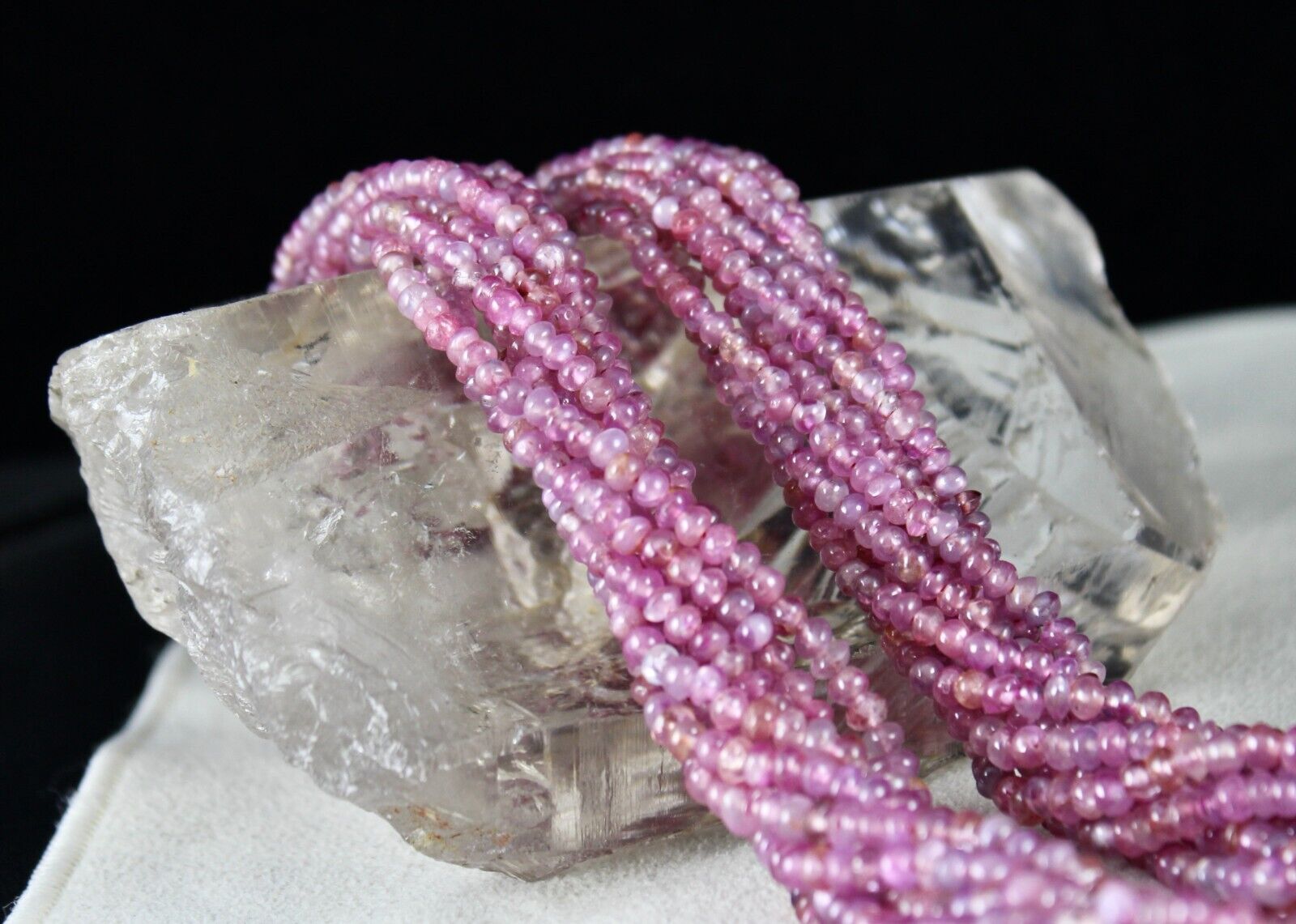 NATURAL OLD MINES PINK SAPPHIRE RUBY ROUND BEADS 793 CARATS GEMSTONE NECKLACE
