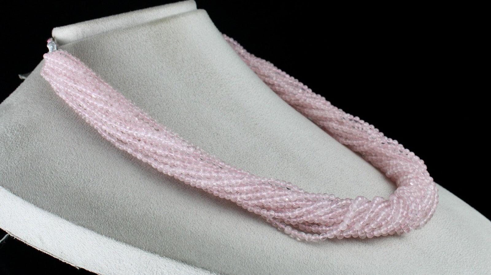 Natural Pink Rose Quartz 801 Ct Round Beads Semi-precious Necklace 17 Line