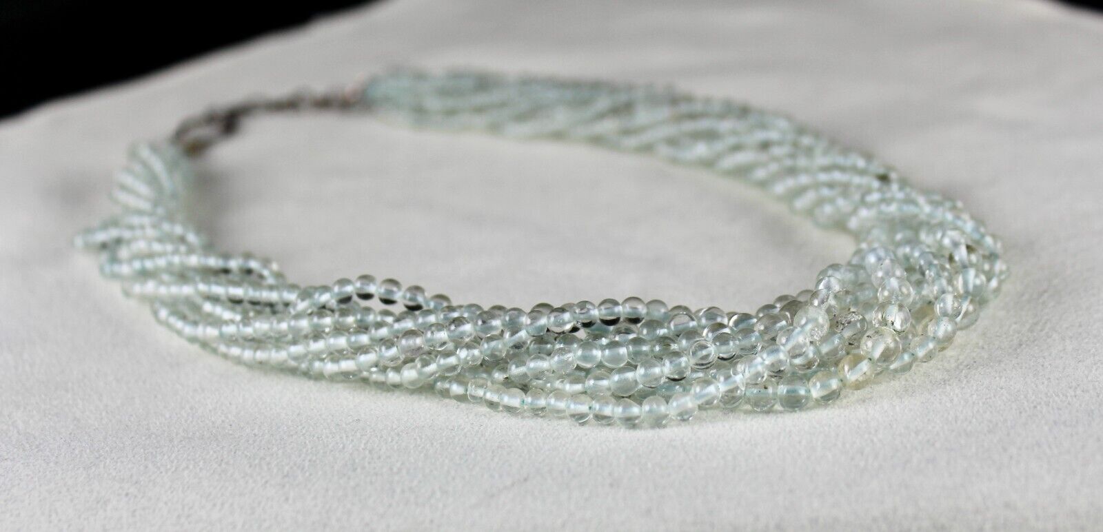 Natural Blue Aquamarine Beads Round 433 Carats Gemstone Silver Ladies Necklace