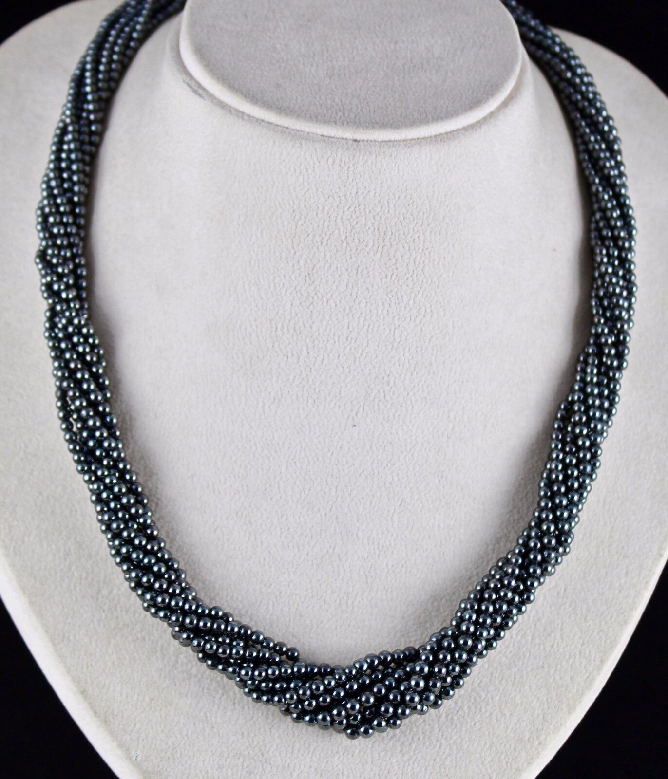 NATURAL HEMATITE BEADS 9 LINE 23 INCH 725 CARATS ROUND GEMSTONE LADIES NECKLACE