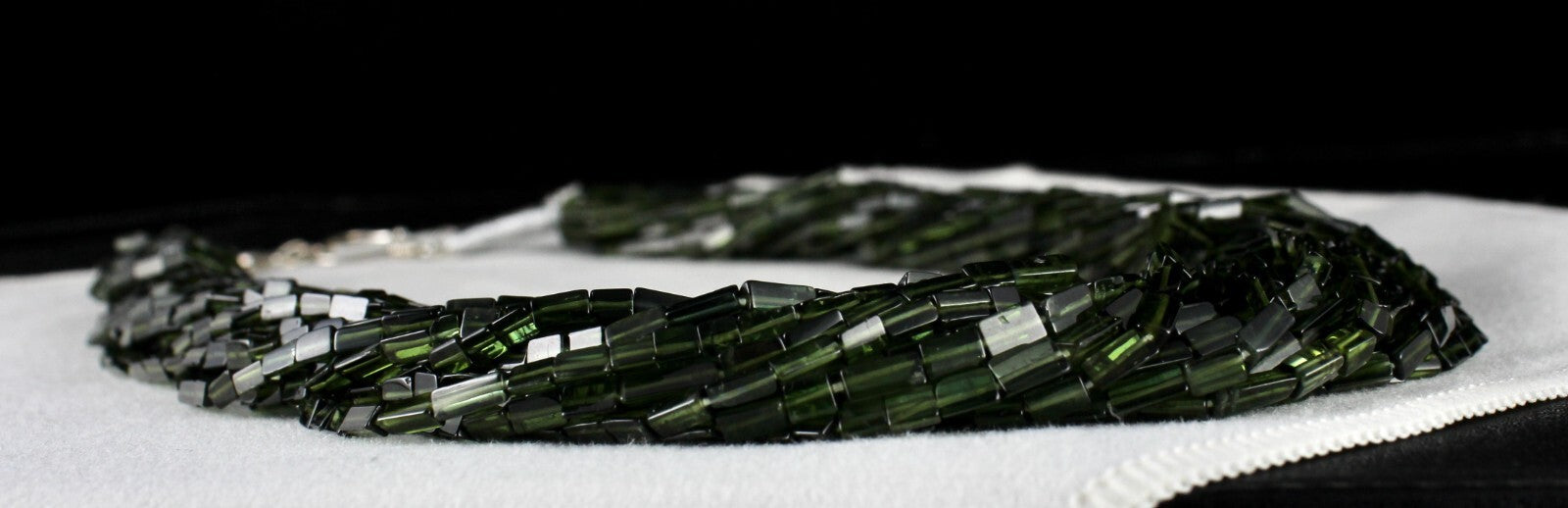 Certified Natural Green Chrome Tourmaline 700 Ct Beads Sterling Silver Necklace