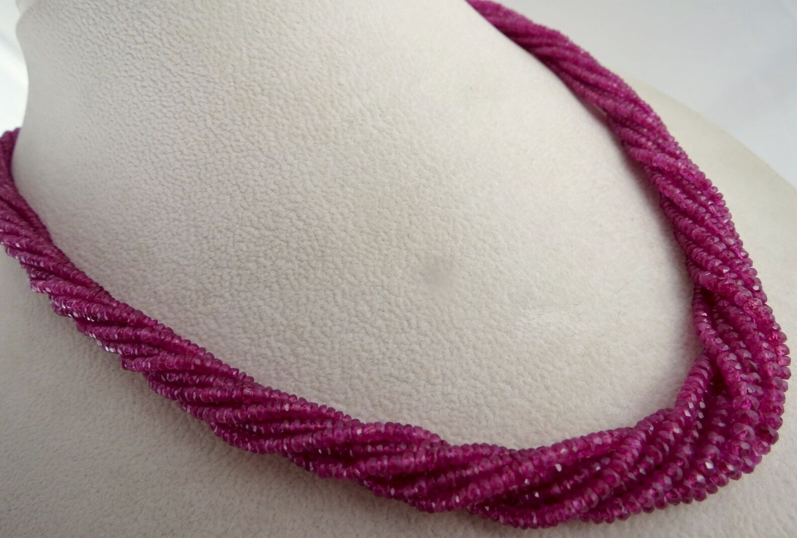 NATURAL HEATED RUBY BEADS 296 CTS FACETED ROUND 18KGOLD GEMSTONE LADIES NECKLACE