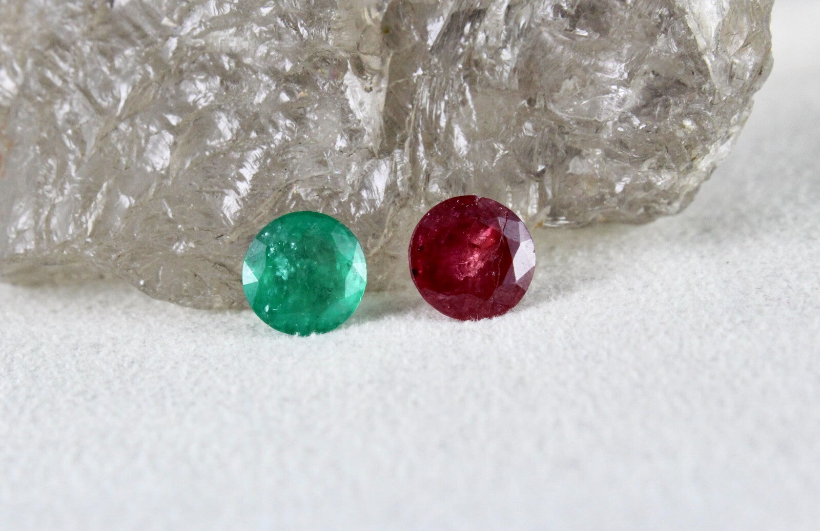 Certified Natural Emerald Ruby Round Cut 2 Pcs 4.88 Ct Gemstone Ring Pendant