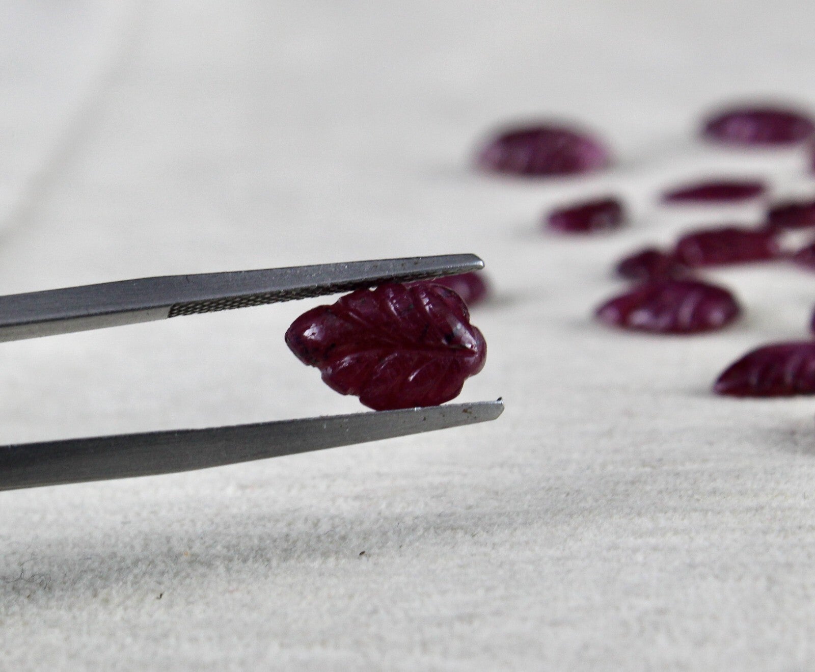 Certified Natural Ruby Carved Leaves 113.25ct 55 Pcs Gemstone Lot Jewelry Design