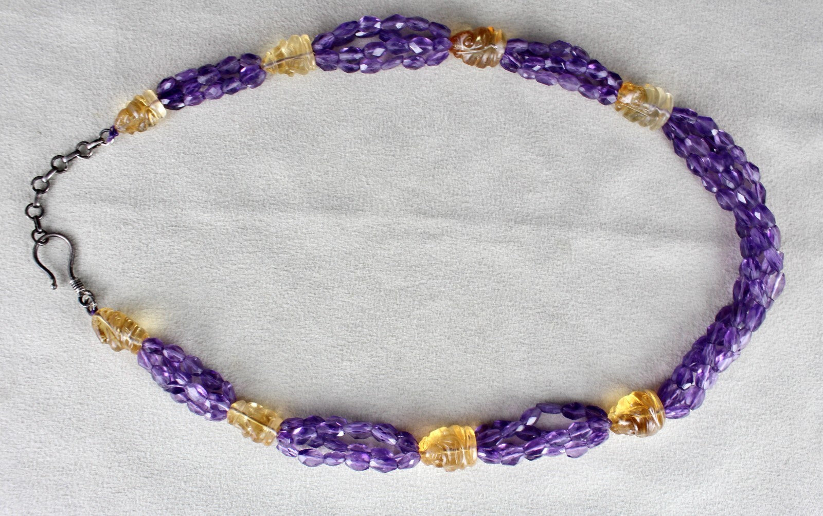 Natural Amethyst 331ct Faceted Citrine Ganesha Carved Beaded Necklace