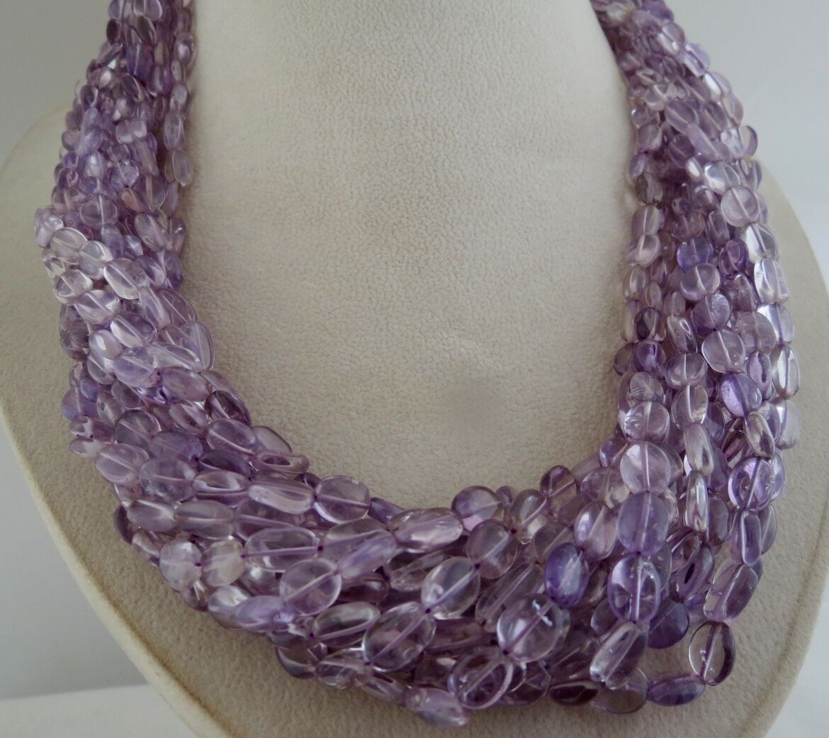 Natural Brazil Amethyst Beads Long 14 L 1419 Ct Gemstone Silver Fashion Necklace