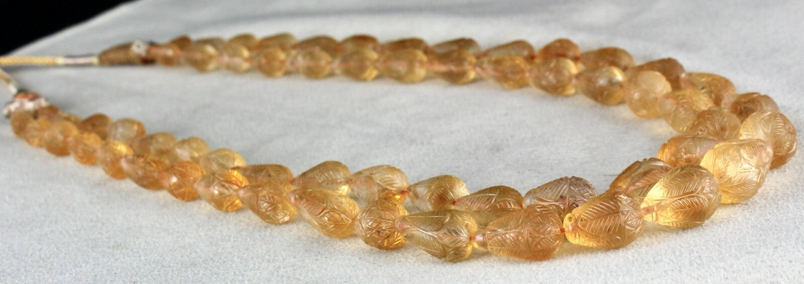 Certified Natural Citrine Carved Drops Beaded Necklace 467 Ct For Women