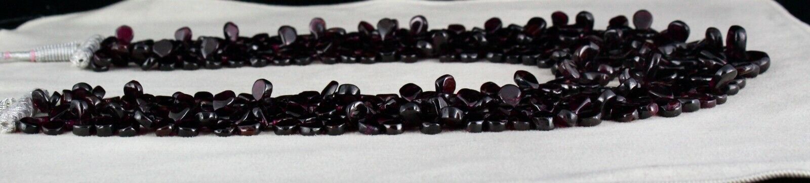 NATURAL RED GARNET BEADS FANCY PEAR 3 LINE 1248 CARATS GEMSTONE FINE NECKLACE