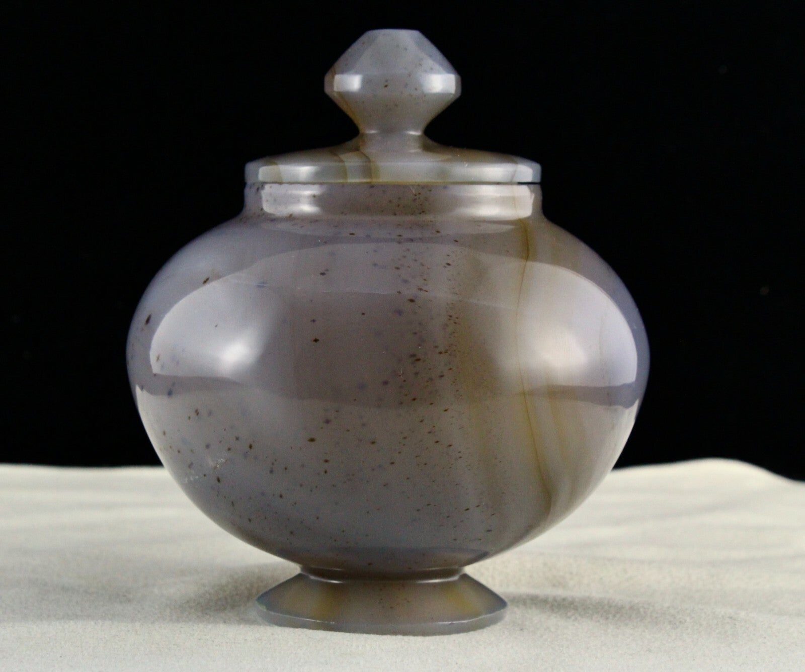 Certified Handcrafted 4.5" Chalcedony 2400 Ct Gemstone Carved Pot Home Decor