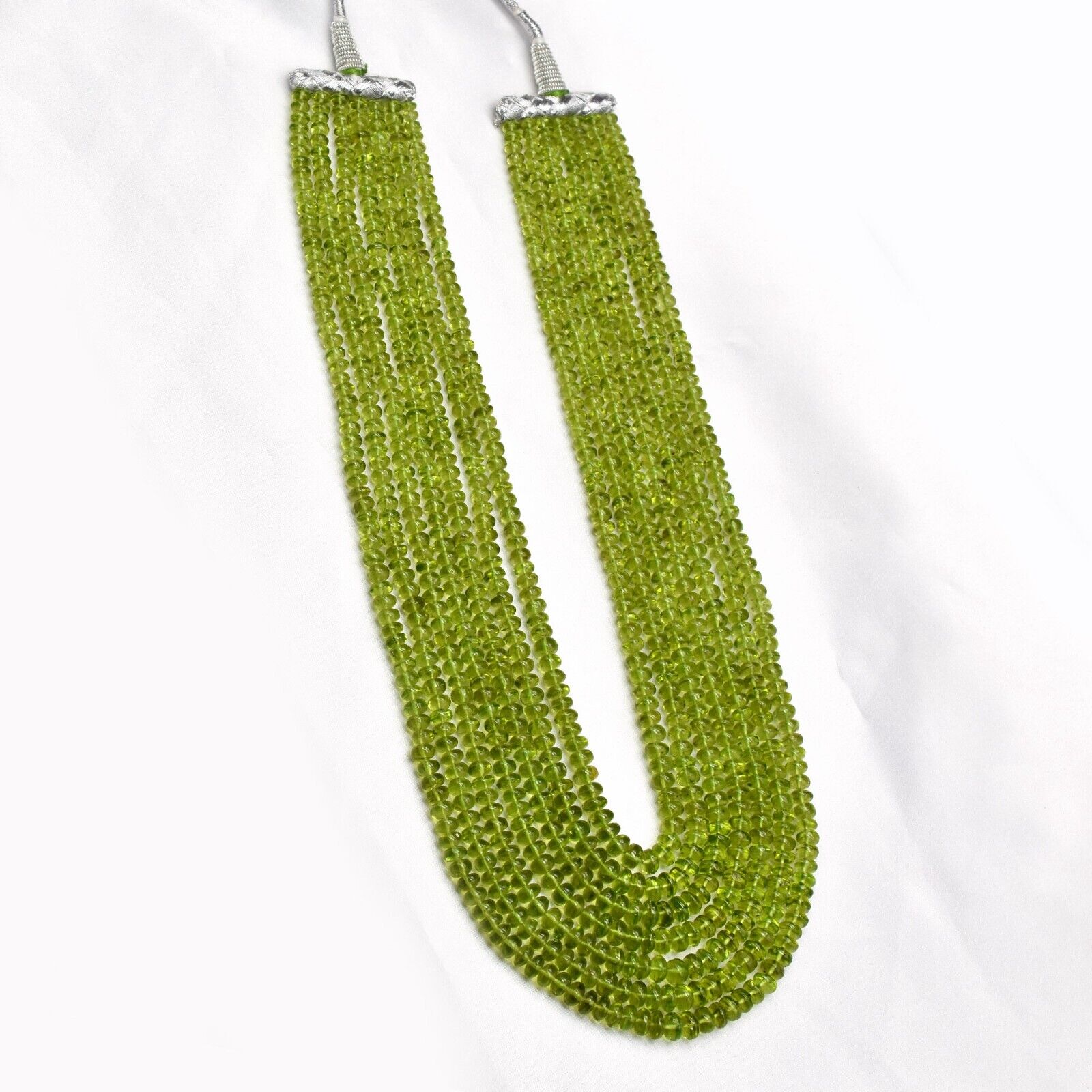 Natural Peridot Round Beads 7 L 965 Ct Green Gemstone Cocktail Necklace