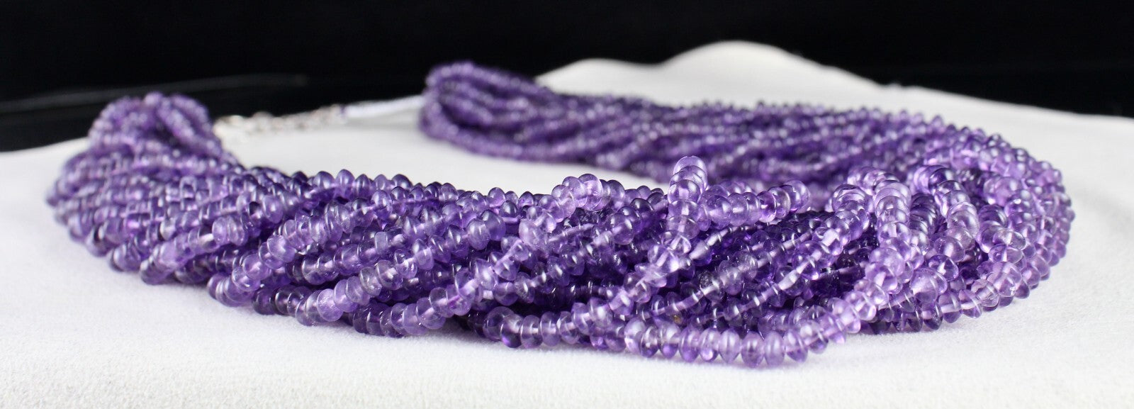 Natural Brazilian Amethyst Button Beads Necklace 1452 Ct Sterling Silver 18 Line