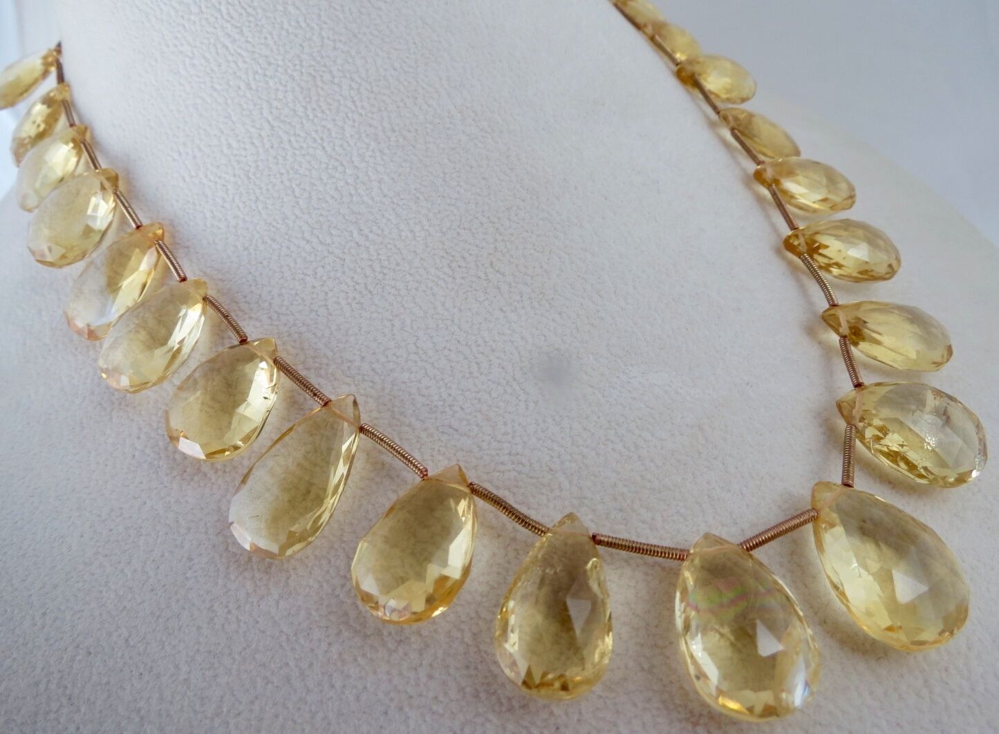 Yellow Natural Citrine Teardrop 32 Pc 261 Ct Gemstone Silver Fashion Necklace