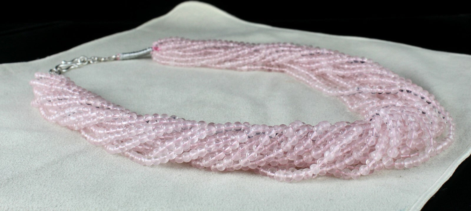 Natural Pink Rose Quartz Beads 1175 Carats Semi-precious 18 Line Necklace