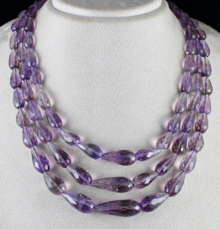 Certified Natural Purple Amethyst 749ct Tear Drop Gemstone Finest Necklace