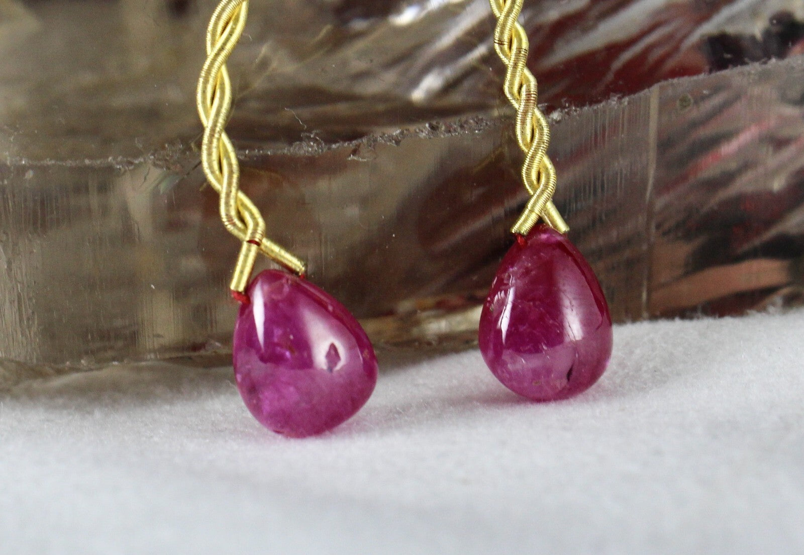 Certified Natural Burma Ruby 12.05 Ct Tear Drop Sterling Silver Drilled Earring