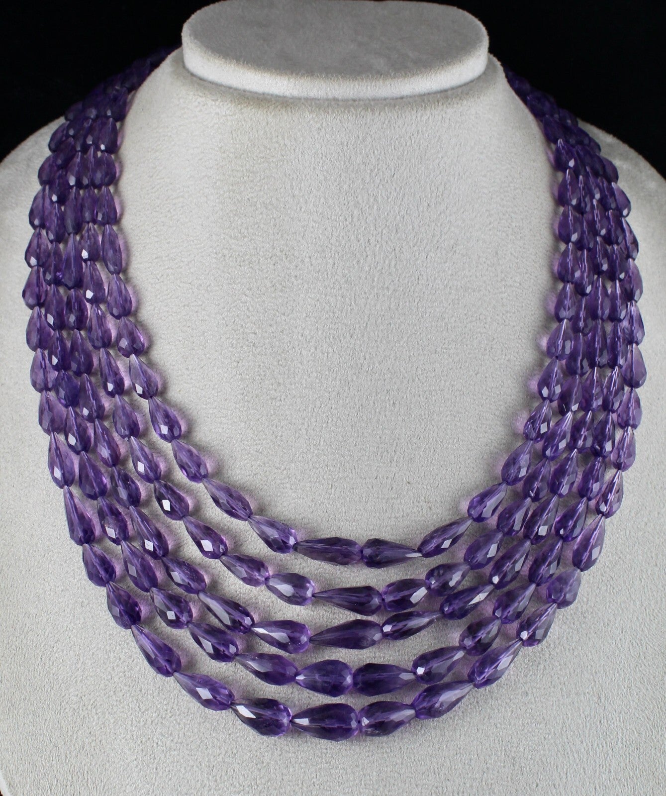 Certified Natural Purple Amethyst 660ct Tear Drop Beads Finest Necklace