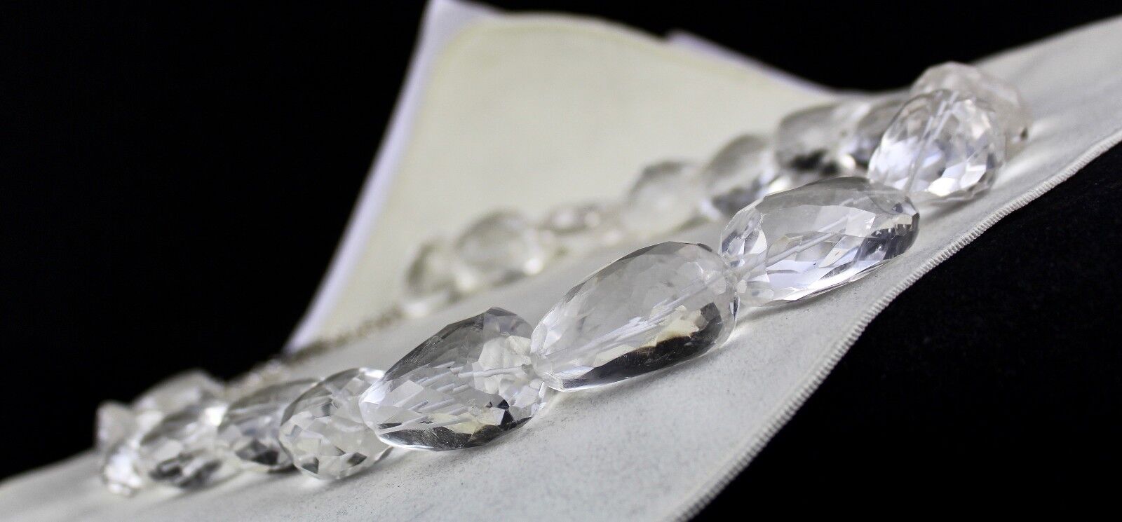 BIG NATURAL ROCK CRYSTAL QUARTZ BEADS FACETED TUMBLE 2171 CTS GEMSTONE NECKLACE