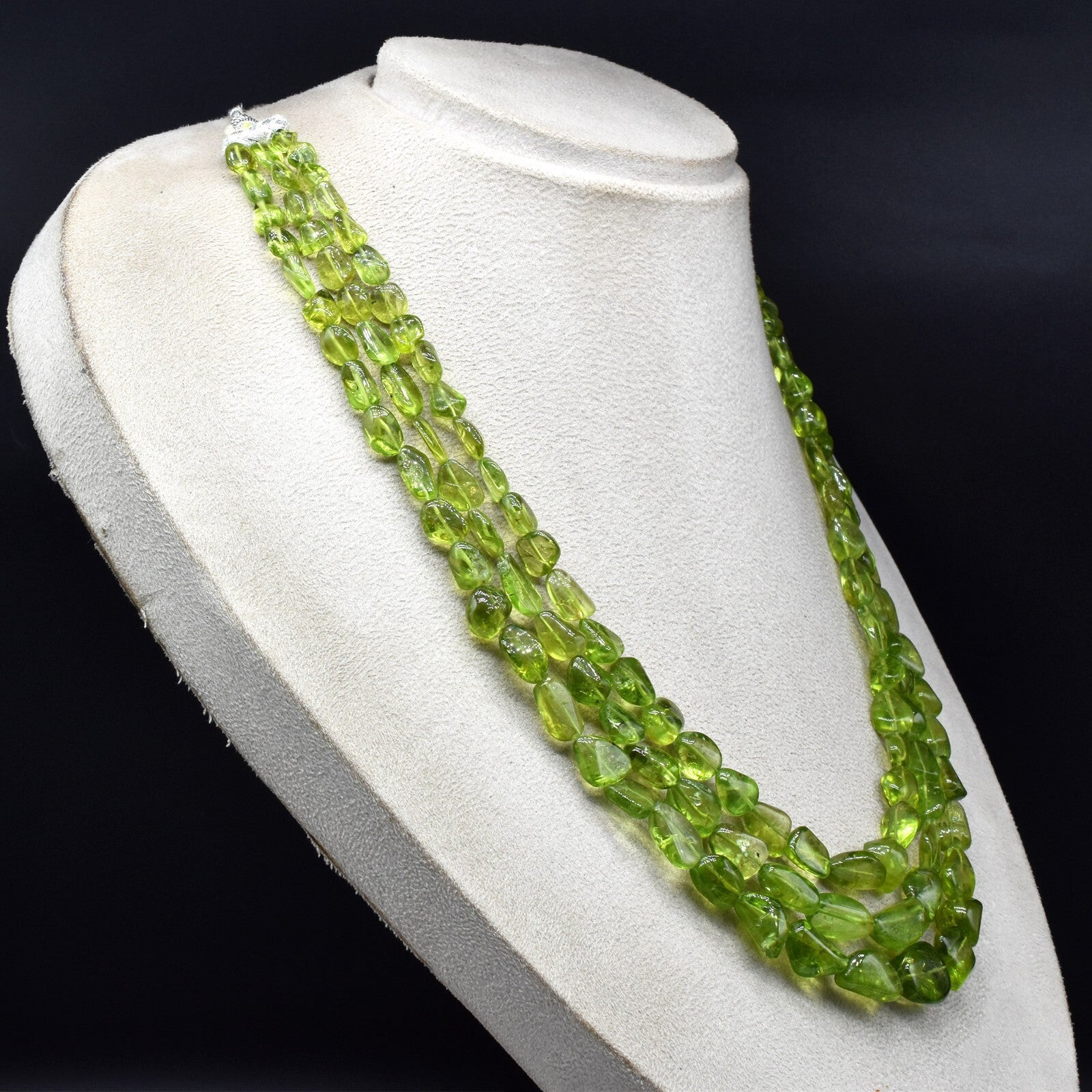 Certified Natural Peridot Necklace 663 Ct Tumble Beads Drilled Gift For Her