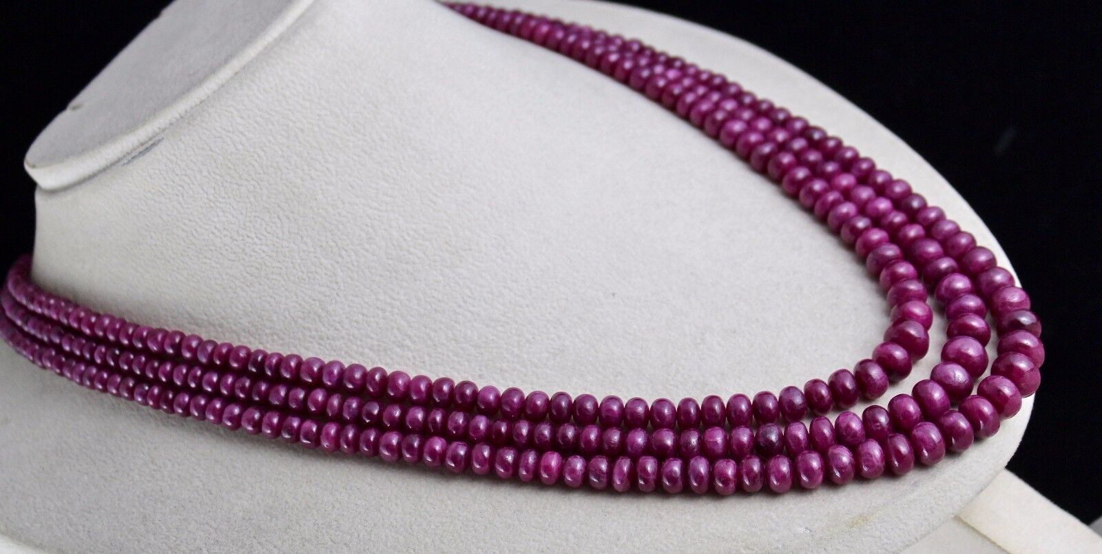 NATURAL UNTREATED RUBY BEADS ROUND 3 LINE 800 CTS GEMSTONE NECKLACE FOR LADIES