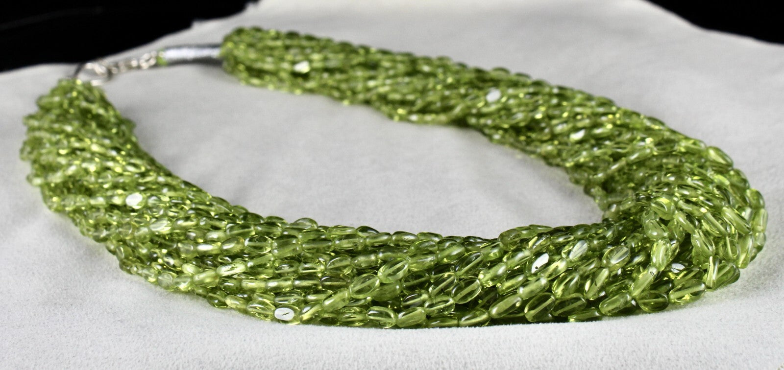 Natural Peridot Green Gemstone Statement Necklace 23 L 1391 Ct Beaded Cabochon