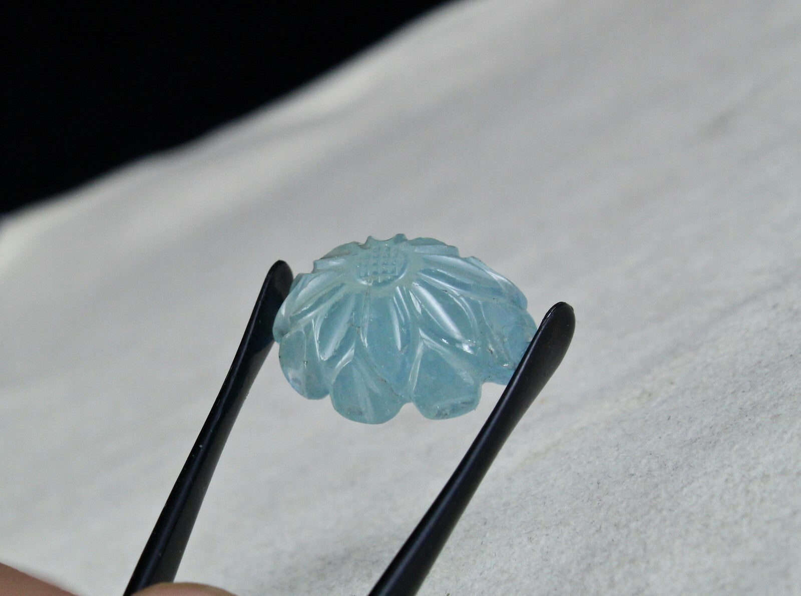 Blue Aquamarine Carved Flower 32.75 Ct Gemstone Ring Pendant Design