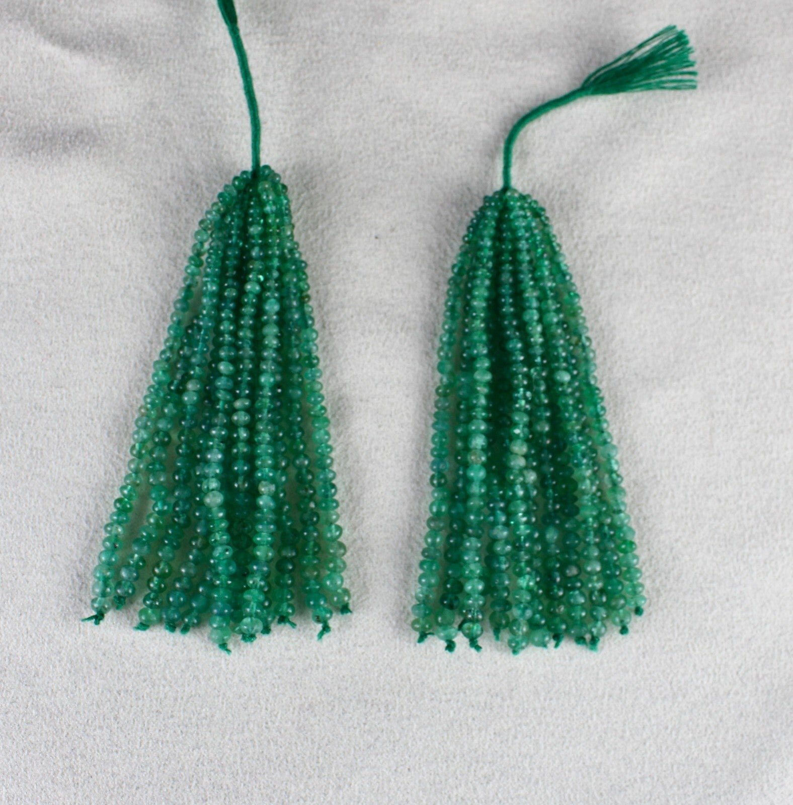 Certified Natural Emerald Round Beads 105 Ct Tassel Gemstone Earring Design